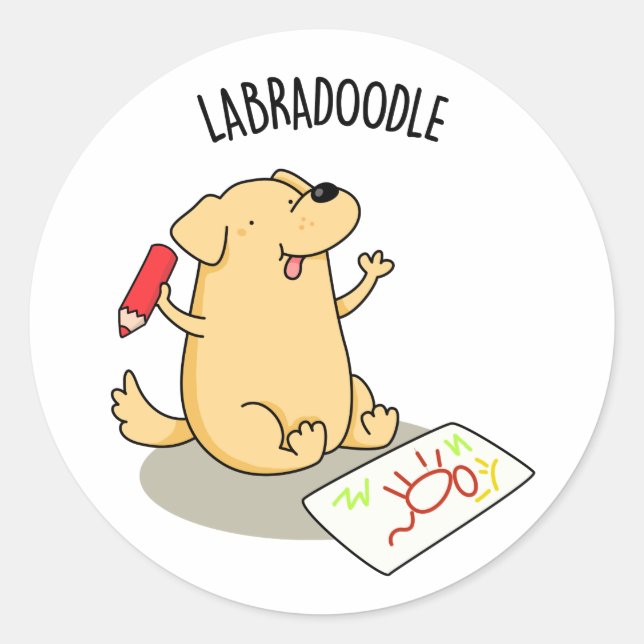 Labradoodle Funny Labrador Dog Pun  Classic Round Sticker (Front)