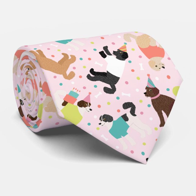 Labradoodle / Goldendoodle Birthday Party Tie (Rolled)