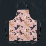 Labradoodle / Goldendoodle Bones and Paws  Apron<br><div class="desc">Cute Labradoodle / Goldendoodle dogs sit and stand and rollover with cream,  apricot,  chocolate,  black and parti coats with scattered dog bones and pawprints pattern.</div>