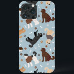 Labradoodle / Goldendoodle Bones and Paws iPhone 13 Pro Max Case<br><div class="desc">Cute Labradoodle / Goldendoodle dogs sit and stand and rollover with cream,  apricot,  chocolate,  black and parti coats with scattered dog bones and pawprints pattern.</div>