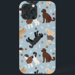 Labradoodle / Goldendoodle Bones and Paws iPhone 13 Pro Max Case<br><div class="desc">Cute Labradoodle / Goldendoodle dogs sit and stand and rollover with cream,  apricot,  chocolate,  black and parti coats with scattered dog bones and pawprints pattern.</div>