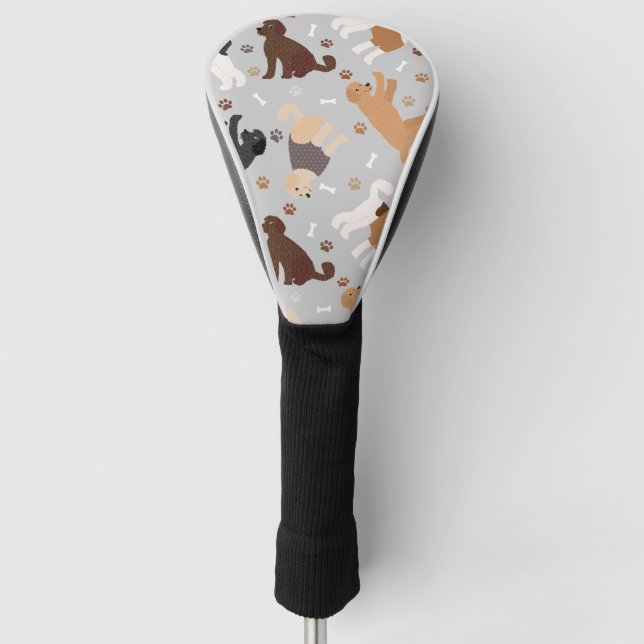 Labradoodle / Goldendoodle Bones and Paws Golf Head Cover (Front)