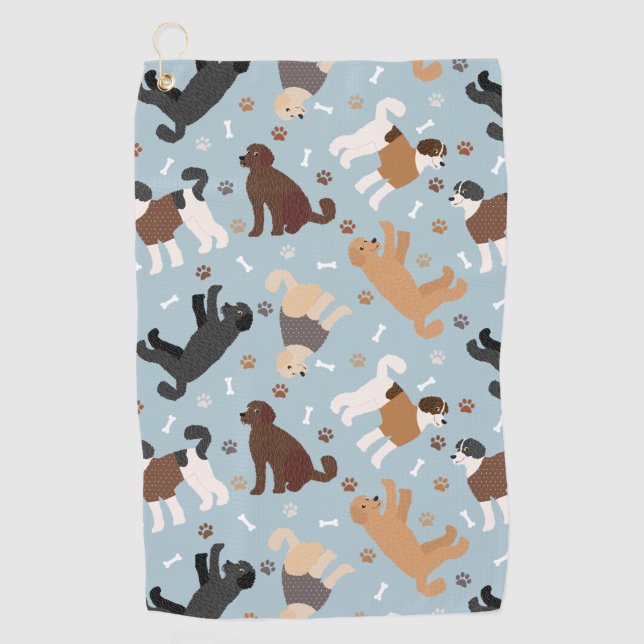 Labradoodle / Goldendoodle Bones and Paws Golf Towel (Front)