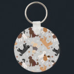 Labradoodle / Goldendoodle Bones and Paws Keychain<br><div class="desc">Cute Labradoodle / Goldendoodle dogs sit and stand and rollover with cream,  apricot,  chocolate,  black and parti coats with scattered dog bones and pawprints pattern.</div>