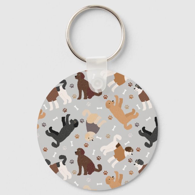 Labradoodle / Goldendoodle Bones and Paws Keychain (Front)