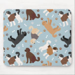 Labradoodle / Goldendoodle Bones and Paws Mouse Pad<br><div class="desc">Cute Labradoodle / Goldendoodle dogs sit and stand and rollover with cream,  apricot,  chocolate,  black and parti coats with scattered dog bones and pawprints pattern.</div>