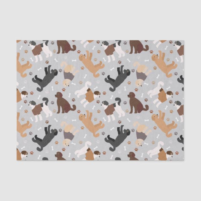 Labradoodle / Goldendoodle Bones and Paws Tissue Paper (Front)