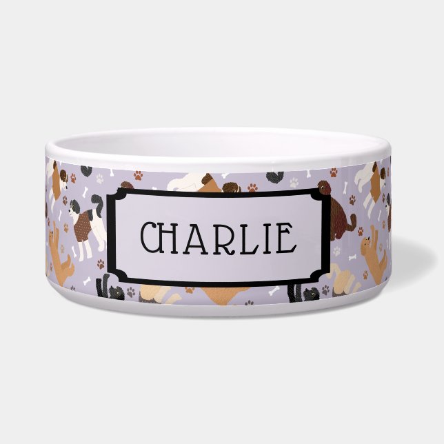 Labradoodle Goldendoodle Custom Name Dog Bowl (Front)