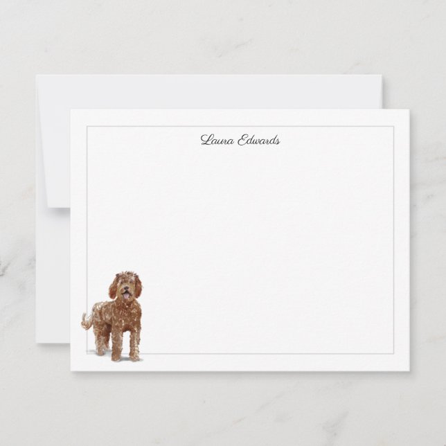 Labradoodle Grey Border Personalised Card (Front)