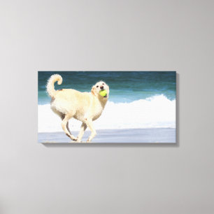Labradoodle - Happy Day on the Beach Canvas Print