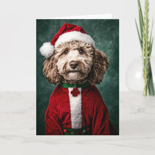 Labradoodle in Festive Christmas Attire Invitation (Front)