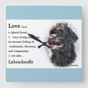 Labradoodle Love Is Gifts Square Wall Clock