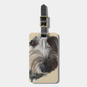Labradoodle Luggage Tag w/Leather Strap