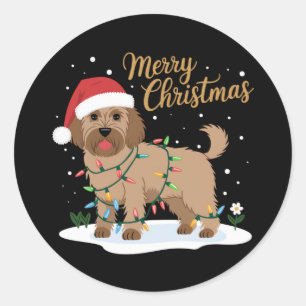 Labradoodle Merry Christmas Funny Xmas Dog Lover Classic Round Sticker