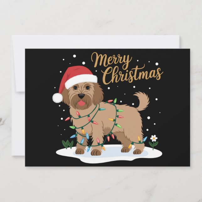 Labradoodle Merry Christmas Funny Xmas Dog Lover Holiday Card (Front)