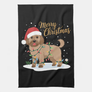 Labradoodle Merry Christmas Funny Xmas Dog Lover Tea Towel