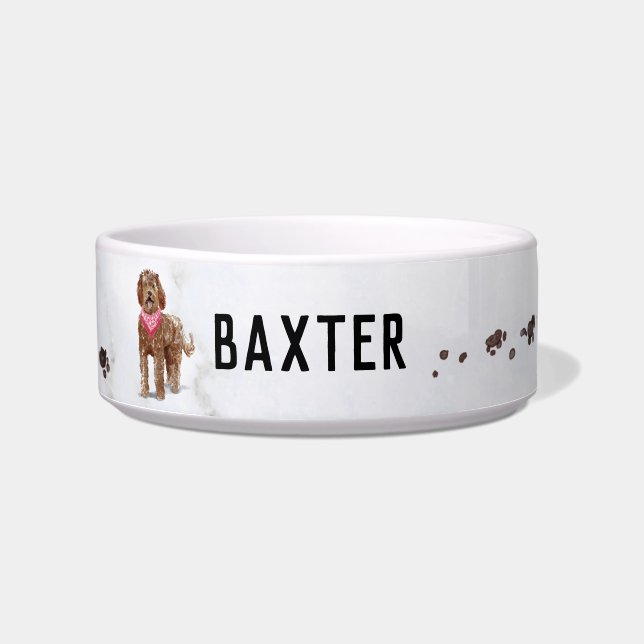 Labradoodle Personalized Dog Bowl (Front)