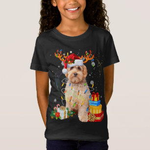 Labradoodle Reindeer Christmas Lights Funny Dog Xm T-Shirt