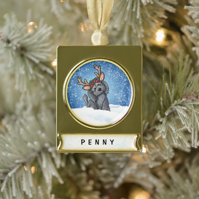 Labradoodle Reindeer Christmas Ornament (Tree)