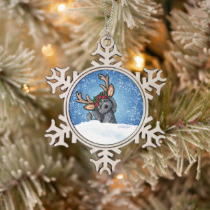 Labradoodle Reindeer Snowflake Ornament 