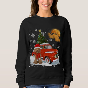 Labradoodle Vintage Wagon Red Truck Christmas Tree Sweatshirt