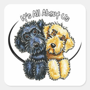 Labradoodles Black Yellow IAAU Square Sticker