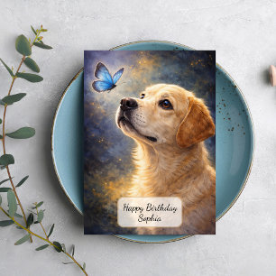 Labrador and Blue Butterfly Card