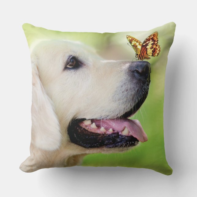 Labrador And Butterfly Cushion (Front)