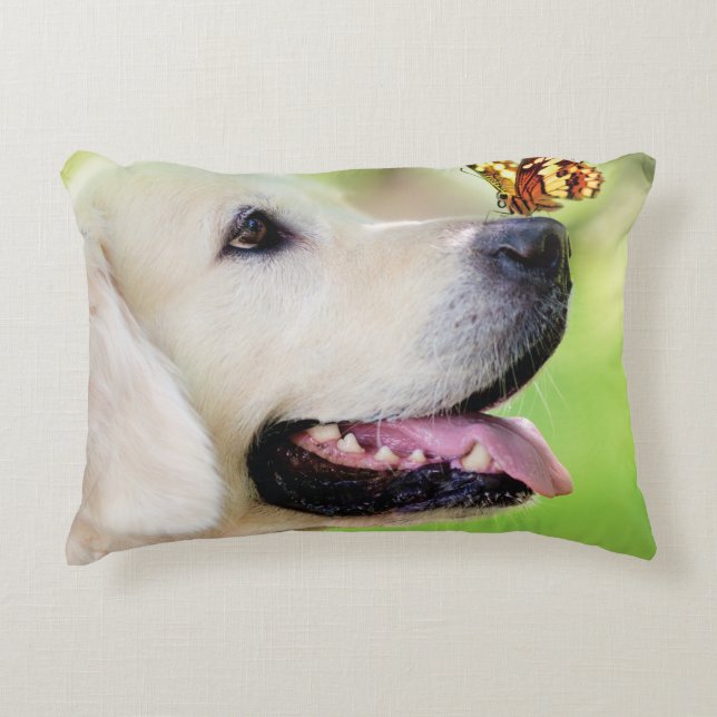 Labrador And Butterfly Throw Pillow (Front)