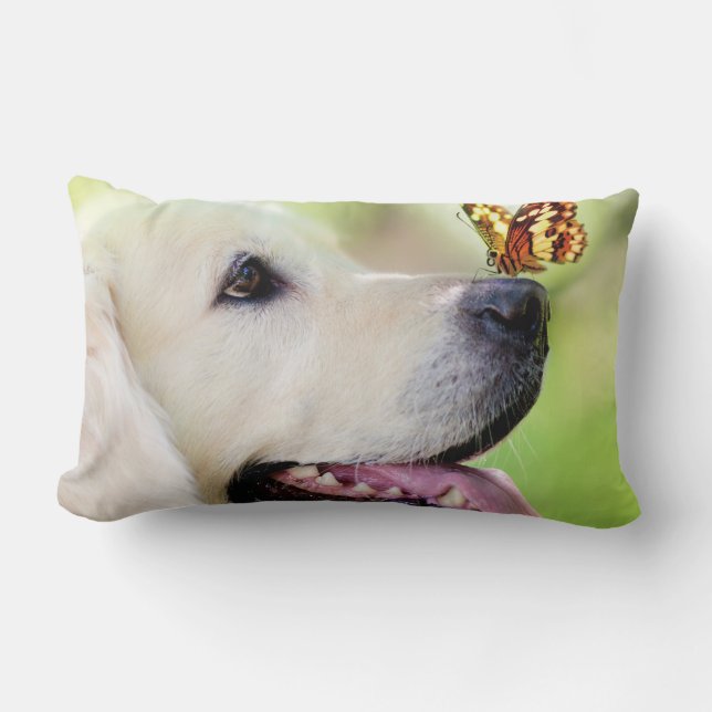 Labrador And Butterfly Throw Pillow (Front)