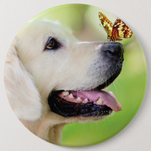 Labrador And Butterfly Throw Pillow 6 Cm Round Badge