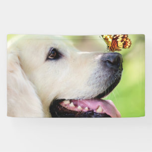 Labrador And Butterfly Throw Pillow Banner