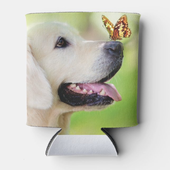 Labrador And Butterfly Throw Pillow Can Cooler (Front)