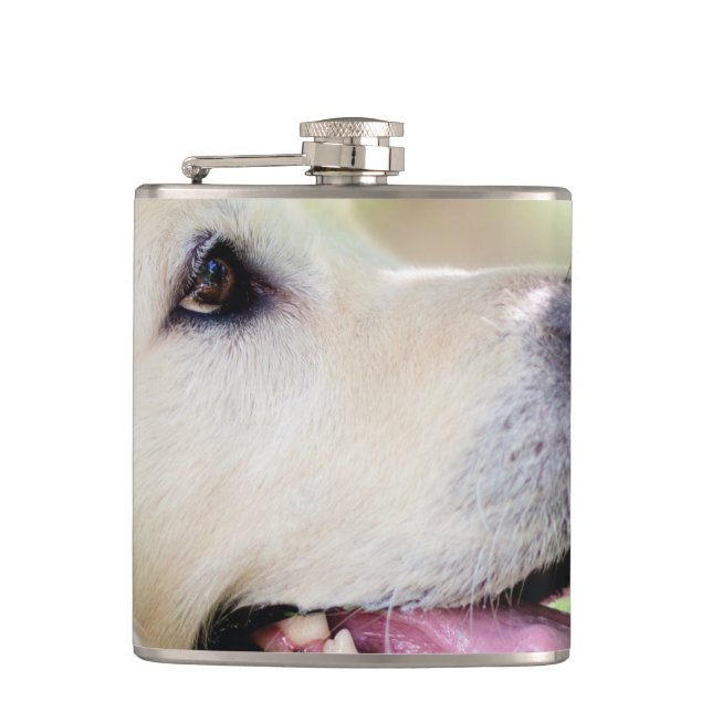Labrador And Butterfly Throw Pillow Hip Flask (Front)