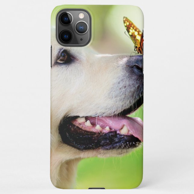 Labrador And Butterfly Throw Pillow iPhone Case (Back)