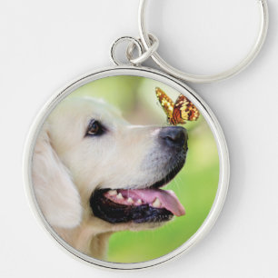 Labrador And Butterfly Throw Pillow Key Ring