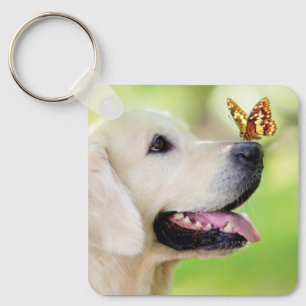 Labrador And Butterfly Throw Pillow Key Ring