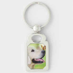 Labrador And Butterfly Throw Pillow Key Ring