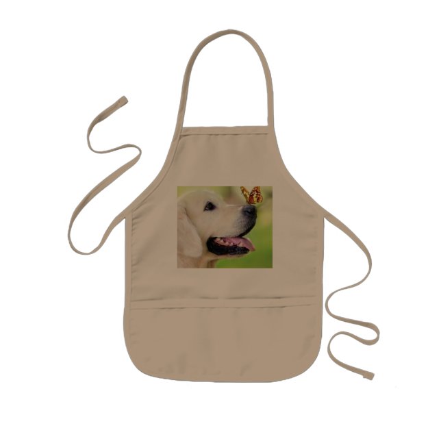 Labrador And Butterfly Throw Pillow Kids Apron (Front)
