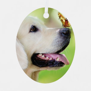 Labrador And Butterfly Throw Pillow Metal Tree Decoration