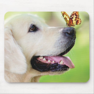 Labrador And Butterfly Throw Pillow Mouse Pad