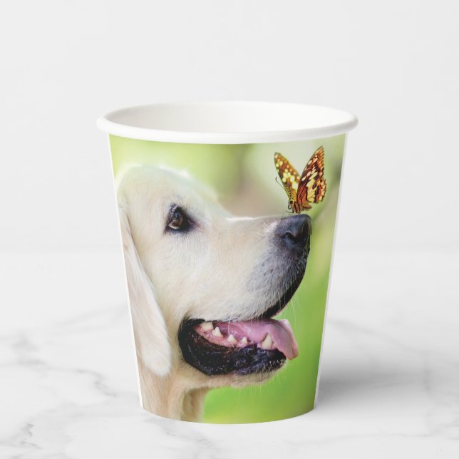 Labrador And Butterfly Throw Pillow Paper Cups (Front)