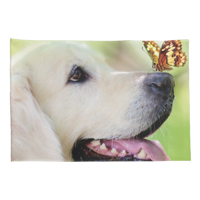 Labrador And Butterfly Throw Pillow Pillowcase (Back-Right)