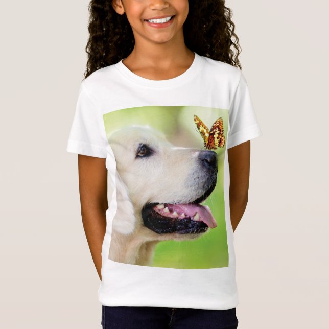 Labrador And Butterfly Throw Pillow T-Shirt (Front)