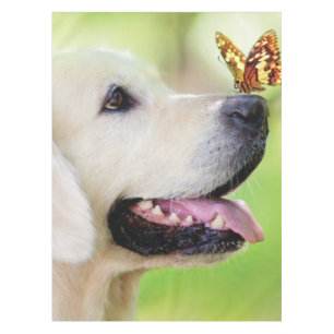 Labrador And Butterfly Throw Pillow Tablecloth