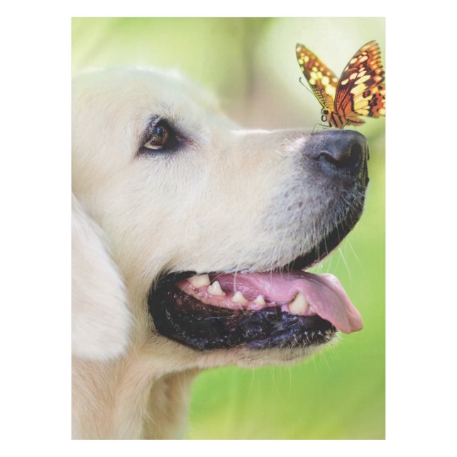 Labrador And Butterfly Throw Pillow Tablecloth (Front)