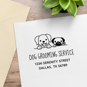 Labrador and Pug Dog Grooming Service Address Rubber Stamp