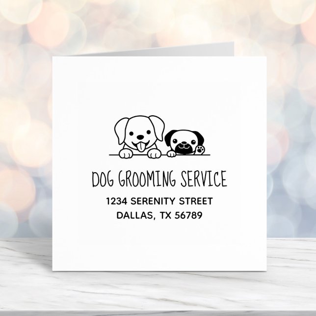 Labrador and Pug Dog Grooming Service Address Self-inking Stamp (Creator Uploaded)