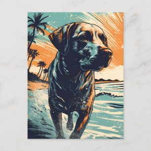 Labrador at the beach postcard