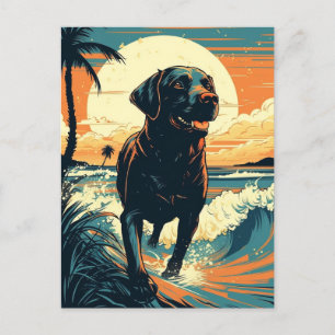 Labrador at the beach postcard